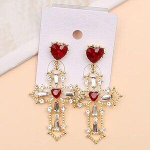 ✨ Big Cross Zircon Earrings | Punk Boho Statement Jewelry | Crystal Drop